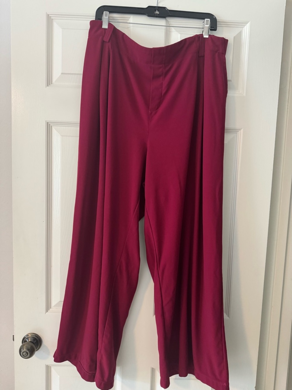 Wide Leg High-Waist Pants in Deep Burgundy